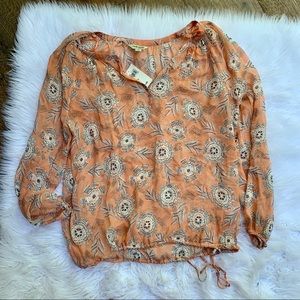 lucky brand • NWT sheer silk tie blouse